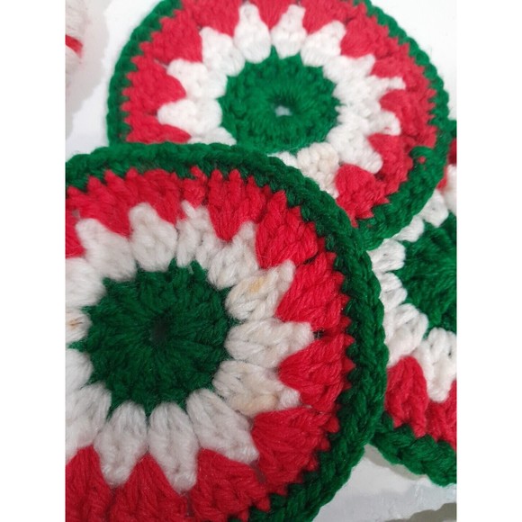 Handmade Christmas Crochet Stockings and Coasters, Vintage - Picture 6 of 8